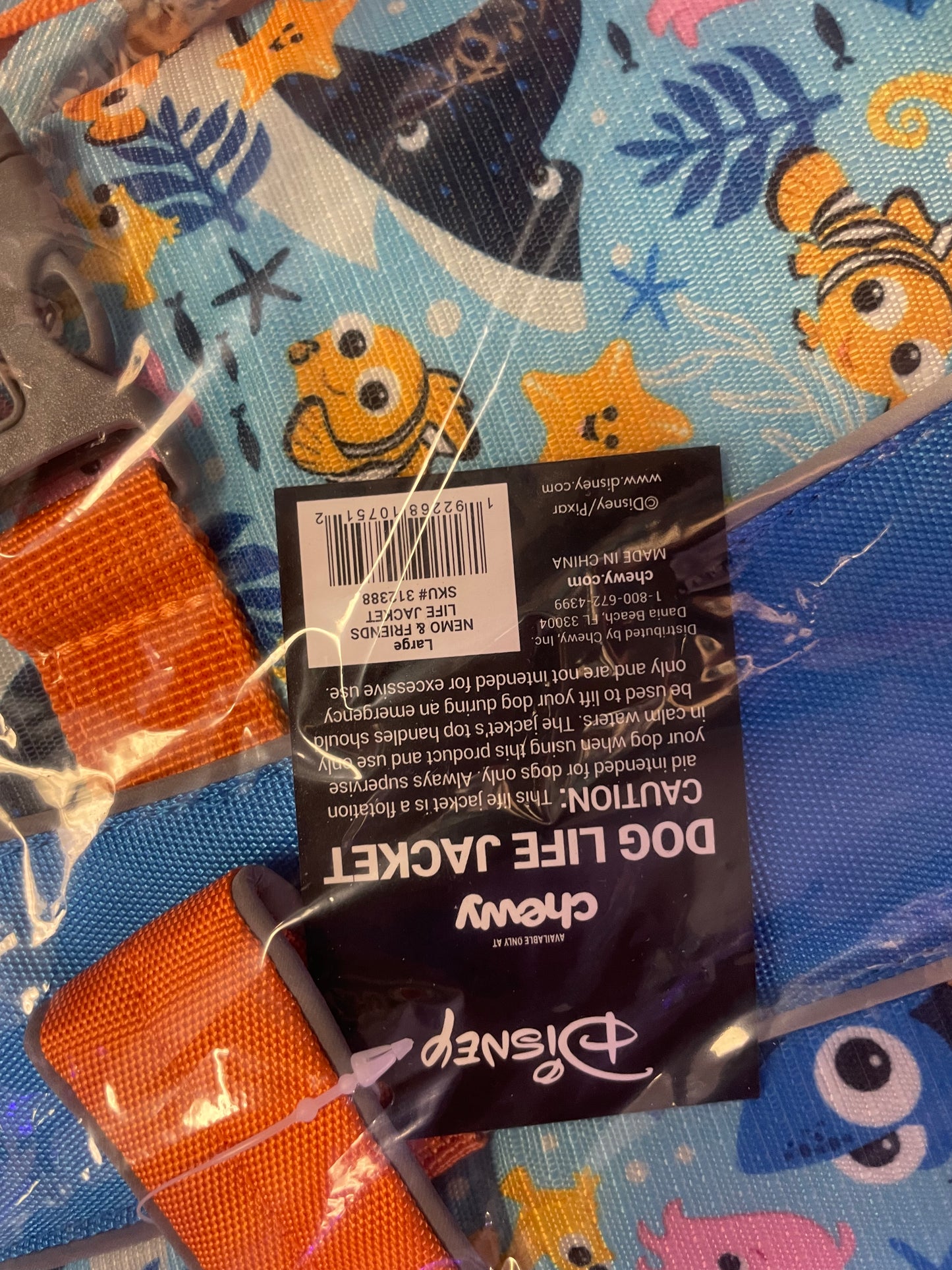 LARGE NEMO AND FRIENDS LIFE JACKET FOR DOGS