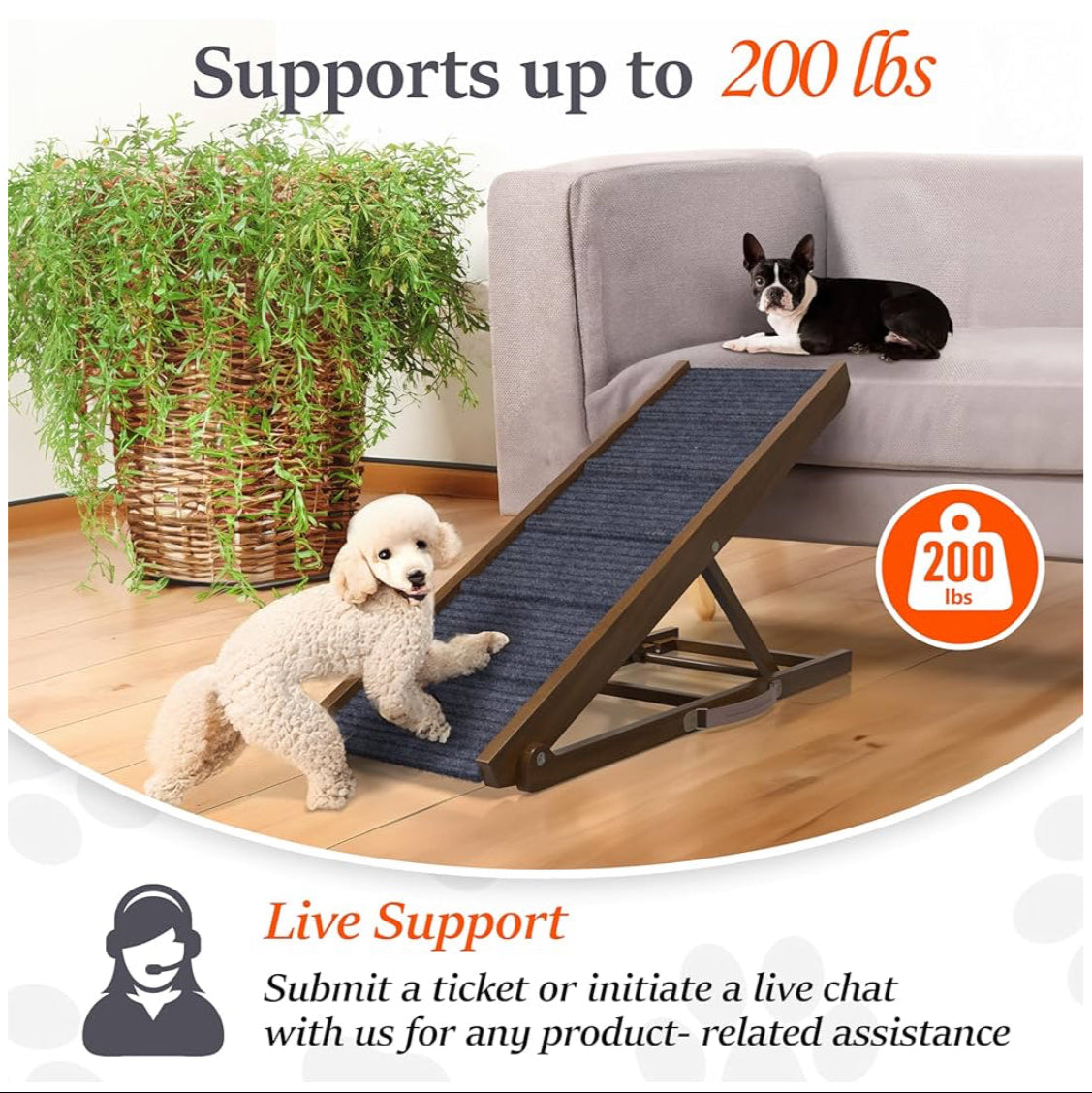 PATHOSIO Dog Ramps for Bed Portable Dog Ramp for Couch