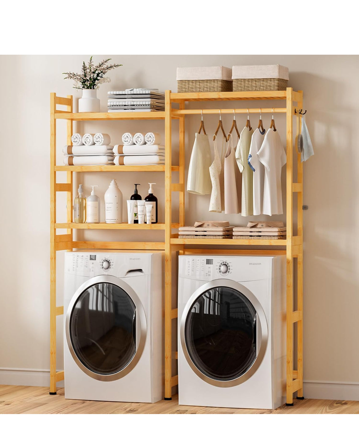 Over the Washer and Dryer Storage Shelf Bamboo