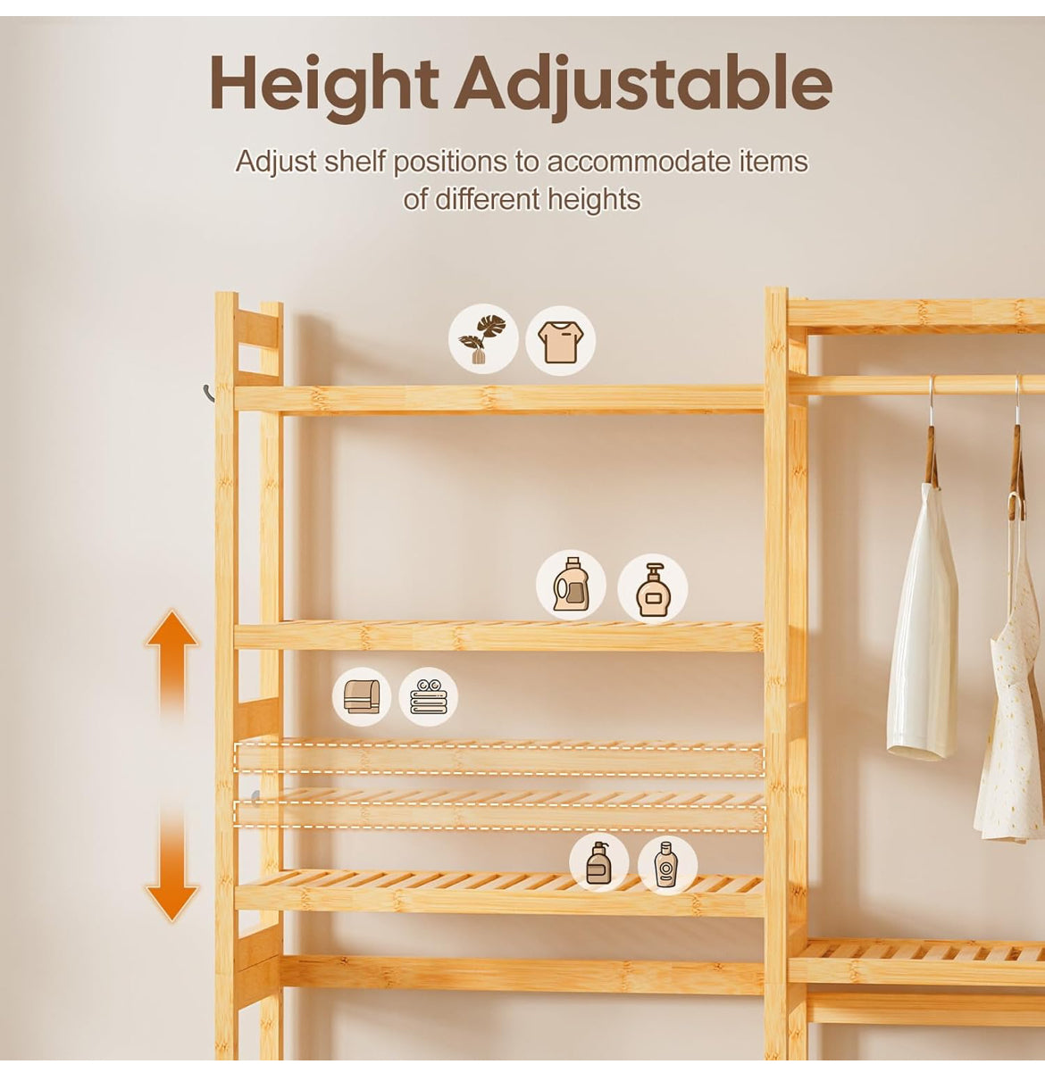 Over the Washer and Dryer Storage Shelf Bamboo