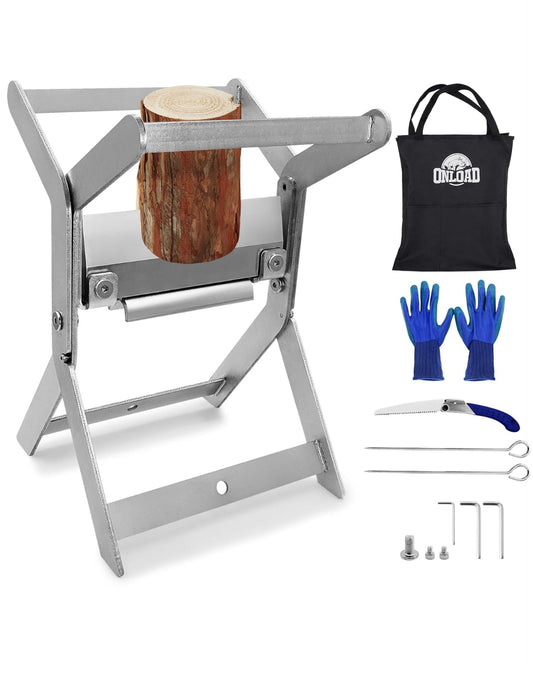 ONLOAD Firewood Kindling Splitter,Heavy Duty Manual Log Splitter with Handsaw,Folding Kindling Cracker with Hardened Sharp Blade for Easy Firewood Preparation