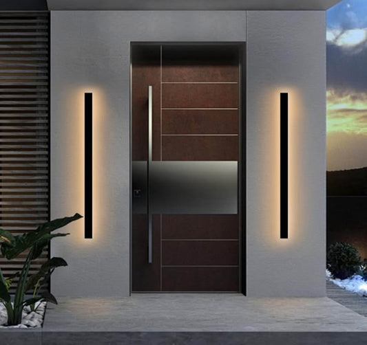 2 Pack 47.2Inch Outdoor Wall Light for House,Modern Black LED Exterior Sconce Light Fixtures Wall Mount, Porch & Doorway Exterior Wall Sconces, Long Stripe Linear Outside Lighting for Garage
