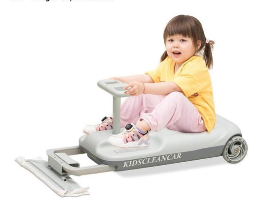 12V Ride-On Car with Cleaning Fun, 3 in 1 Gokart, Soft-Start, 5-Speed Adjustable, Detachable mop