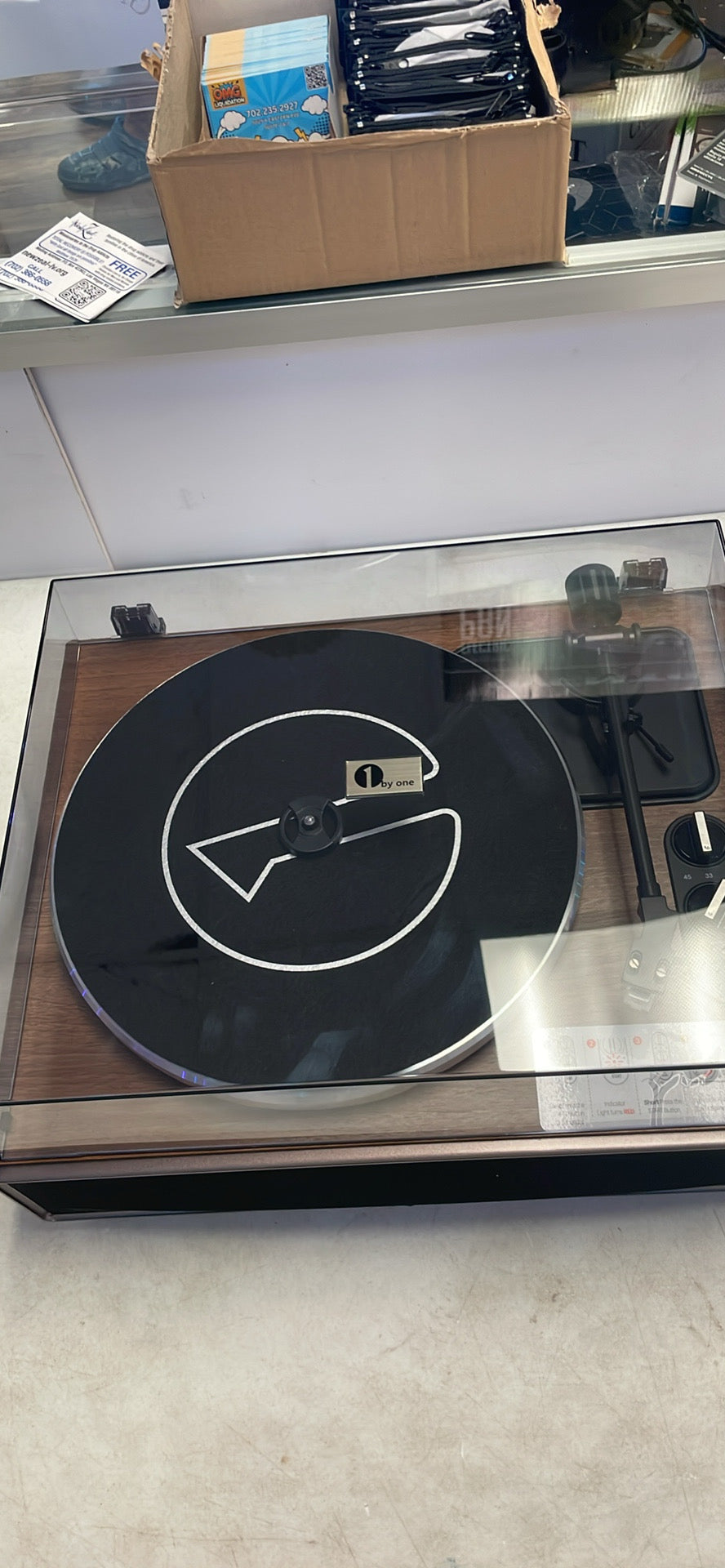 1 by ONE High Fidelity Belt Drive Turntable with Built-in Speakers (missing the power cable)