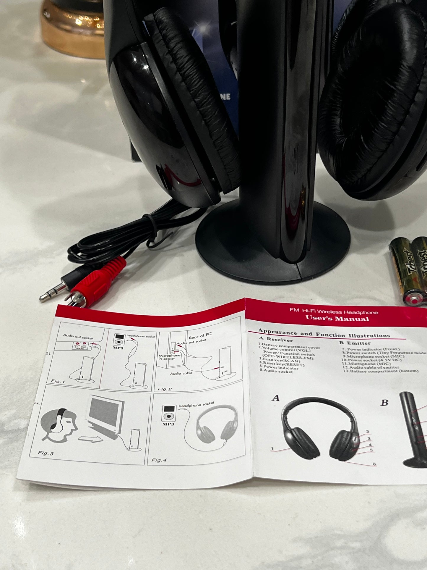 5-in-1 Cordless Headset Mic for Pc Tv Chat Baby Monitoring Black