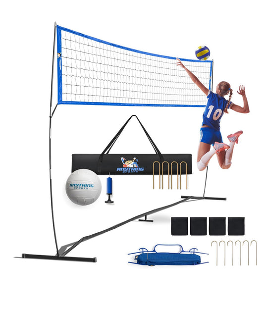 Outdoor Volleyball Net for Backyard. 32FT, 4 Adjustable Height Options, Ball with Pump