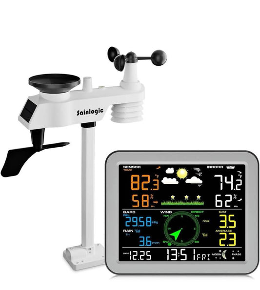 Sainlogic Wireless Weather Station with Outdoor Sensor,Weather Forecast, Temperature,Air Pressure,Humidity,Wind Gauge,Rain gauge.