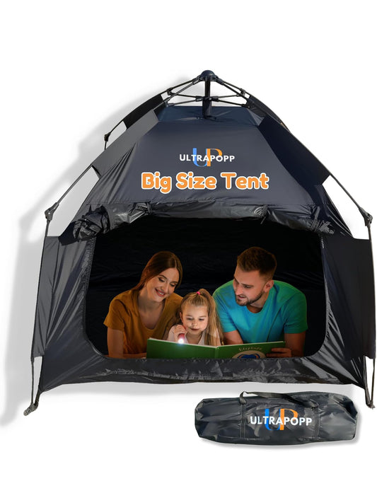 Extra Large & Big Sensory Tent for Kids, Instant Easy Setup & Pack Blackout Calming Tent for Autistic Children, Tent for Autism ADHD SPD OCD, 1-4 Person (Black, 47x47x47 in)