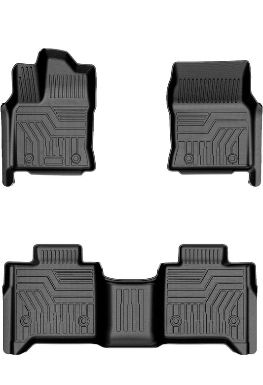 Mixsuper Floor Mats for Toyota Tundra CrewMax Cab 2022-2024, All Weather Floor Liners Durable 1st & 2nd Row Set Black