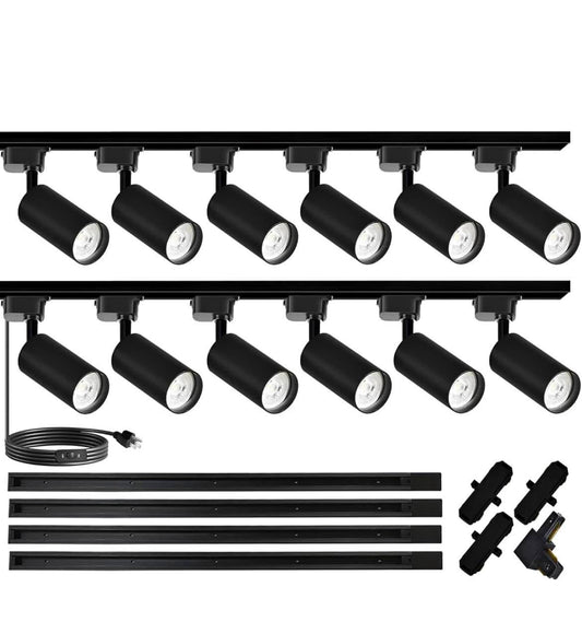 Super Brightness 25W 2000lm J&L Type LED Track Lighting System with 13 FT Track Rails and Ceiling Spotlight Fixture Installation Package, 3000K Warm Light Dimmable Brightness
