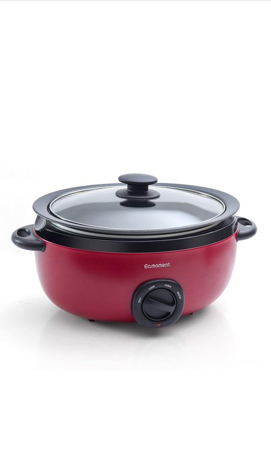 Slow Cooker 6+ Quart Red Uniform Heating,Non Stick Pot,Aluminum,6.5Qt Slow Cooker Makes Your Food More Delicious.Suitable as a Gift for Wives,Parents,and Friends