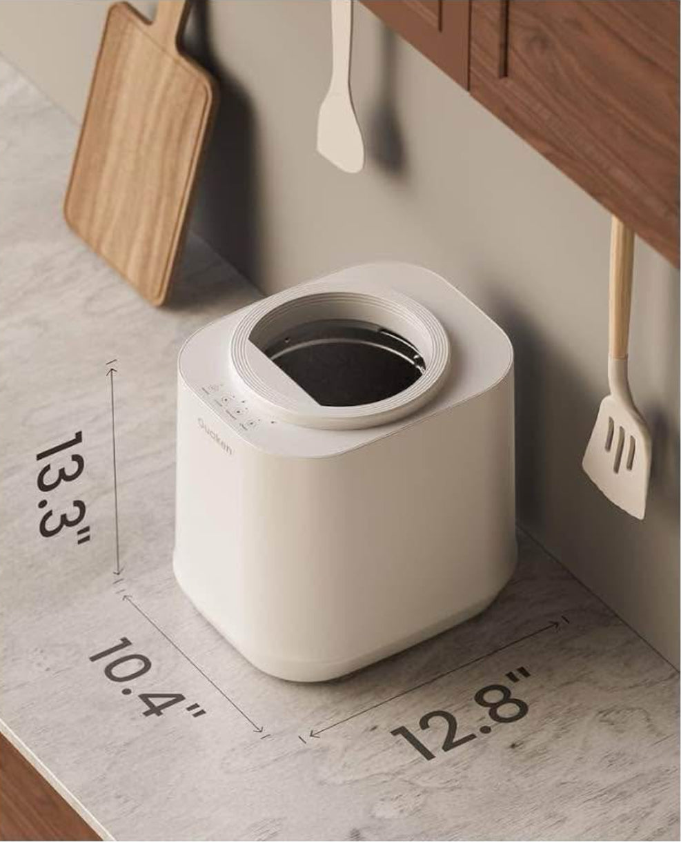Electric Composter for Kitchen, 4L Smart Countertop Compost Bin, Odorless | Low Noise | No Leaking | Turn Food Waste into Fertilizer Within 3 Hrs, Indoor Food Recycler Compost Machine, White