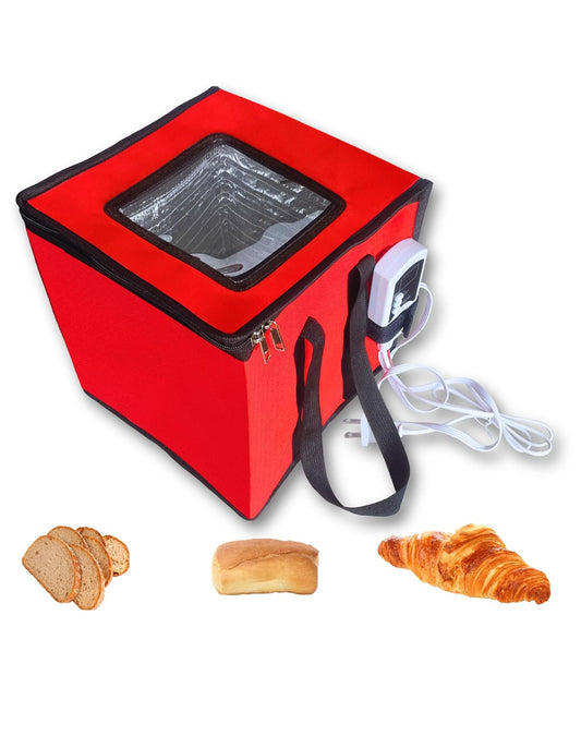 Bread Proofing Box with Heater, Foldable Sourdough Dough Proofer with 33-122℉ Temperature Control,Starter Warmer for Making Bread, Pizza,Yogurt, Natto and Handmade Soap Red, 13.8 * 13.8 * 13.8inch