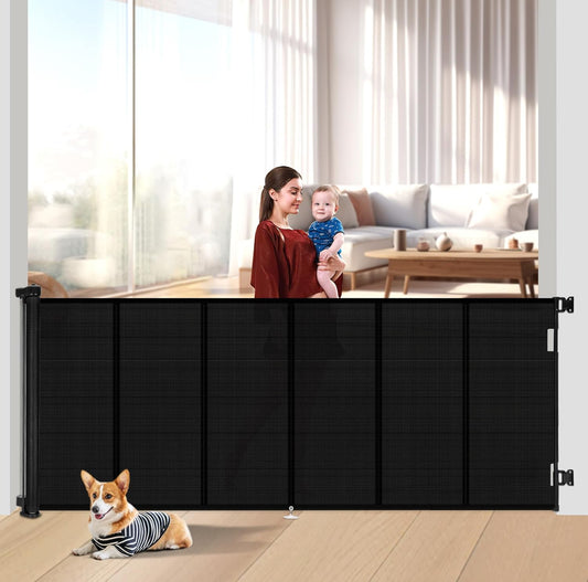 Upgrade 120 inch Retractable Baby Gates Extra Wide with Reinforced Strip Design to Prevent Crawling Through, 10 Foot Retractable Dog Gate, 48" Tall, Retractable Gate for Indoor/Outdoor