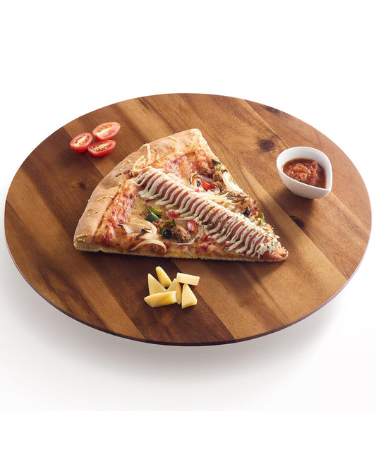 16" Acacia Wood Lazy Susan for Table Top - Wooden Turntable Serving Tray for Charcuterie Boards Cheese Board - Extra Large Round Lazy Susan Organizer - Kitchen Revolution for Countertop