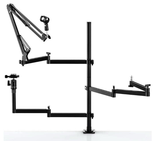 Live Broadcast Boom Arm, ULANZI Flexible Desk Mount Camera Arm Clamp Webcam Stand, Microphone Boom Arm