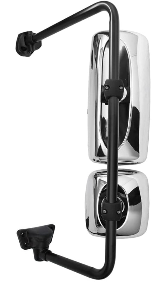 Chrome Door Mirror Assembly with Arm Fit 2004-2016 for Freightliner M2 100 106 Trucks, Left/Driver Side