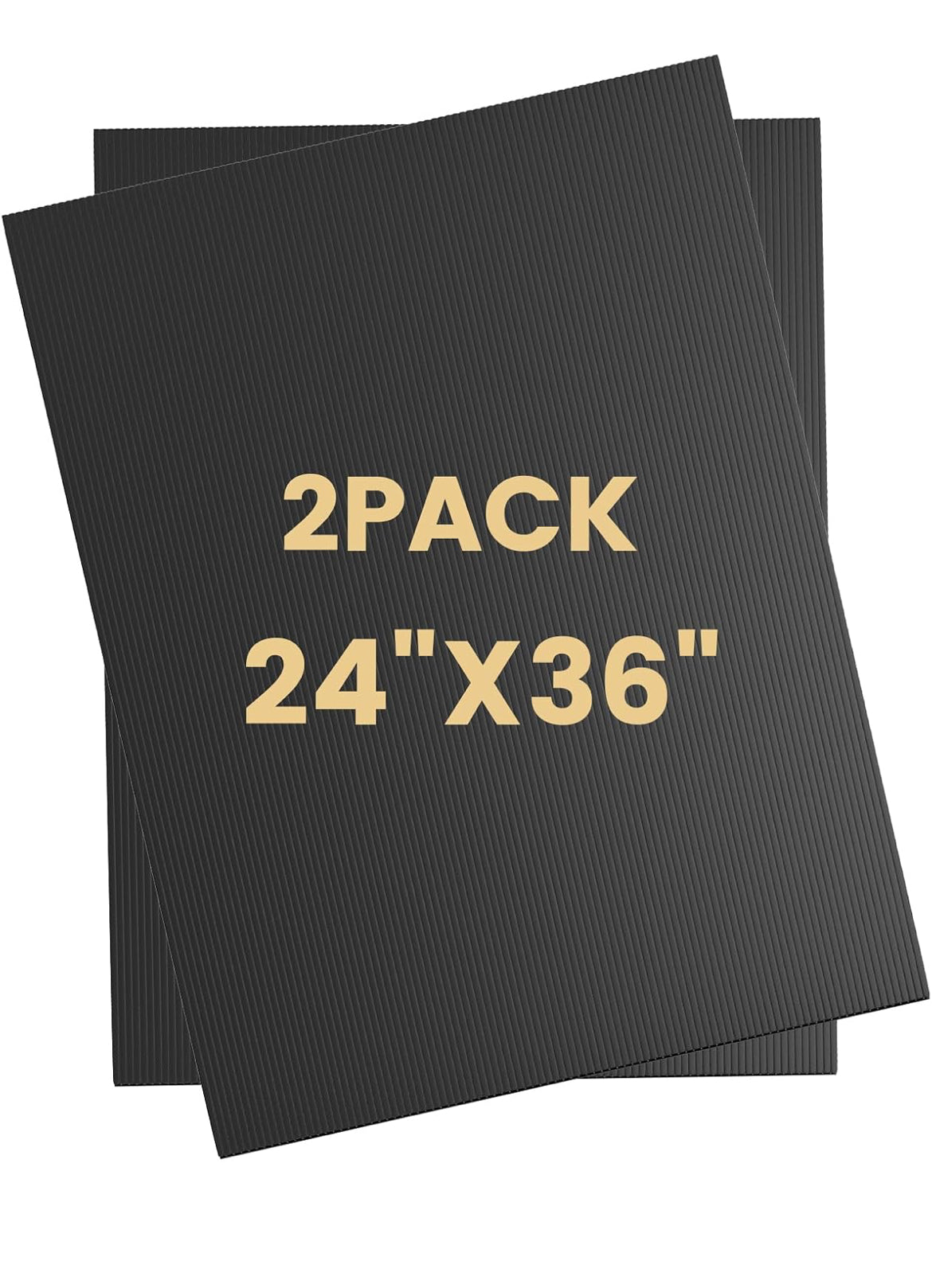 2 Pack Corrugated Plastic Board for Indoor and Outdoor Use, 4 Mm Thick Poster Board, 24x36 Inches, Black Plastic Sheets, Waterproof Coroplast Sheets and Blank Yard Signs