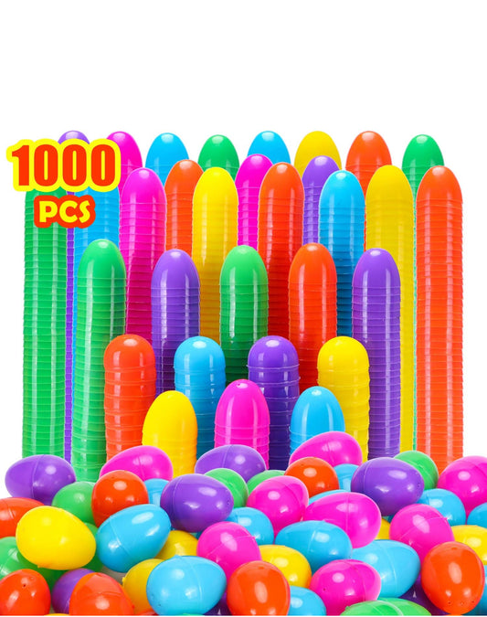 1000 Easter Eggs, 2.4'' Fillable Plastic Easter Eggs Empty for Hunt, Basket Stuffers Fillers, Theme Party Favor Decoration, Classroom Prize Supplies