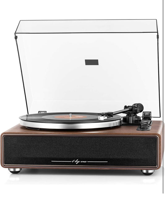 1 by ONE High Fidelity Belt Drive Turntable with Built-in Speakers (missing the power cable)