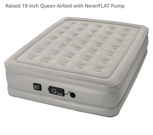 Raised 19 inch Queen Airbed with NeverFLAT Pump