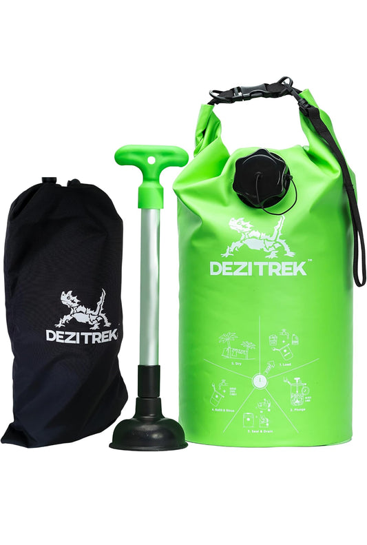 One Hand Wash Bag and Plunger Set - Off Grid Washing Machine Non Electric for Camping Travel | Eco Friendly Portable Manual Clothes