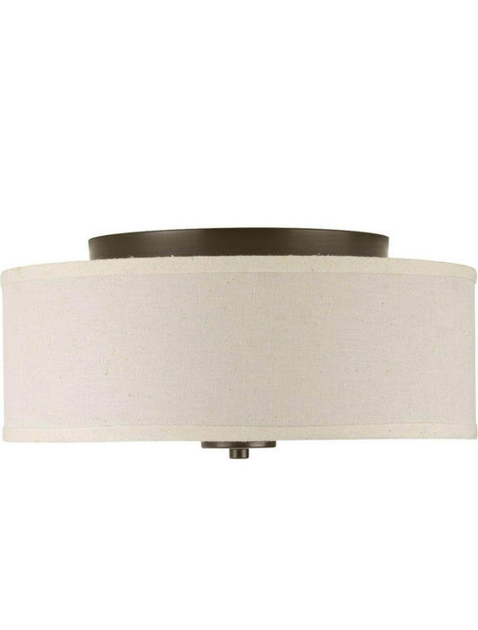 Progress Lighting P3713-20 Inspire Two-Light Flush Mount, Antique Bronze, 5.50x13.00x13.00