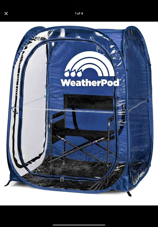 WeatherPod® The Original Shark Tank MyPod™ 1-2 Person Pop-Up Pod - Stay Warm, Dry, and Out of The Sun - Weather Pod for Sports, Rain, or Wind (Navy, 46" L x 46" W x 59" H)