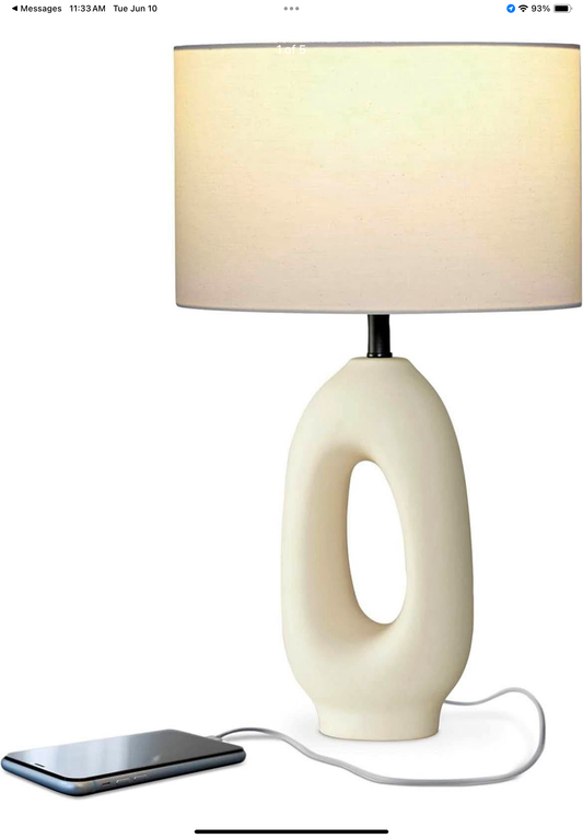 Brightech Artemis LED Table Lamp - Unique Modern Ceramic Lamp for Bedside, Nightstand, Desk - Cozy Night Light with Warm White Light for Living Room, Bedroom