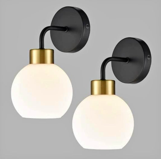 DANSEER Matt Black Wall Sconce Modern Milky Globe Glass for
Bathroom Vanity Light Set of 2
