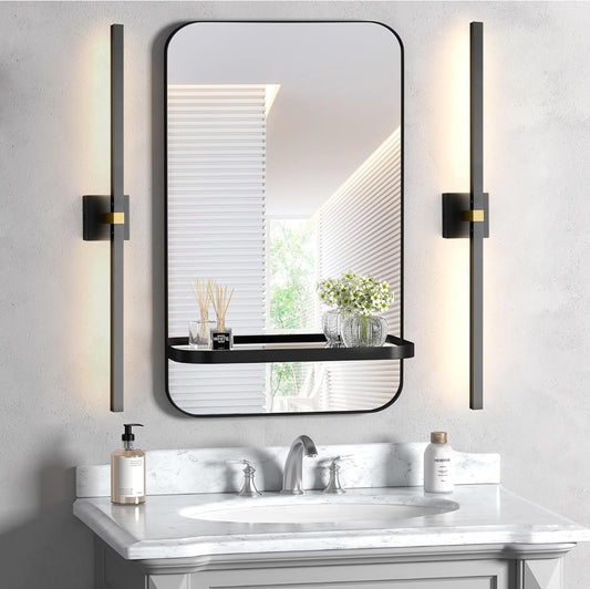 Hillsboro 24W Modern Wall Sconces Set of Two, 33.46 Inch 360°Rotatable Black Vanity Light, 3 Color Dimmable LED Sconces Wall Lighting, Vanity Light Bar Wall Lamp for Bathroom, Living Room,Bedroom
