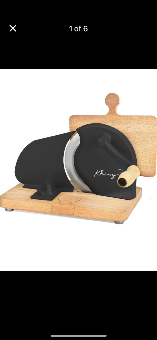 KHINYA Manual Bread Slicer - Convenient Homemade Bread Cutter, Extra Splice Bread Board Included (Black)