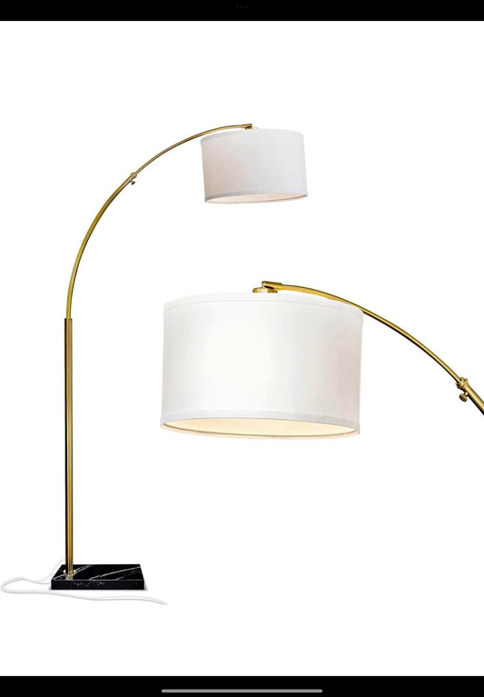 Brightech Logan Arc Floor Lamp, Bright Standing Lamp for Living Rooms, Offices & Bedrooms, Modern Living Room Décor, Tall Hanging Floor Lamp for Reading and More – Gold/Brass