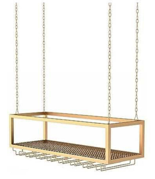 Hanging Wine Rack With Glass Holder And Shelf