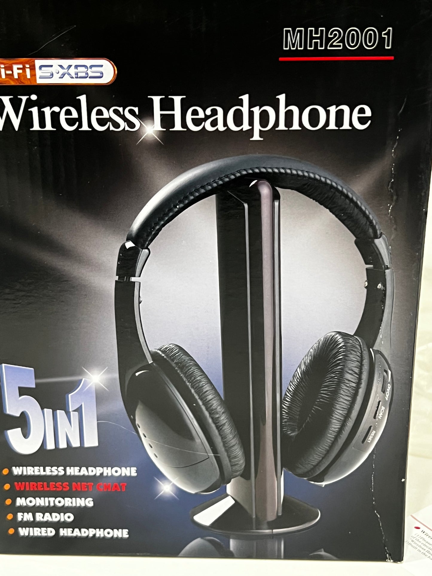 5-in-1 Cordless Headset Mic for Pc Tv Chat Baby Monitoring Black