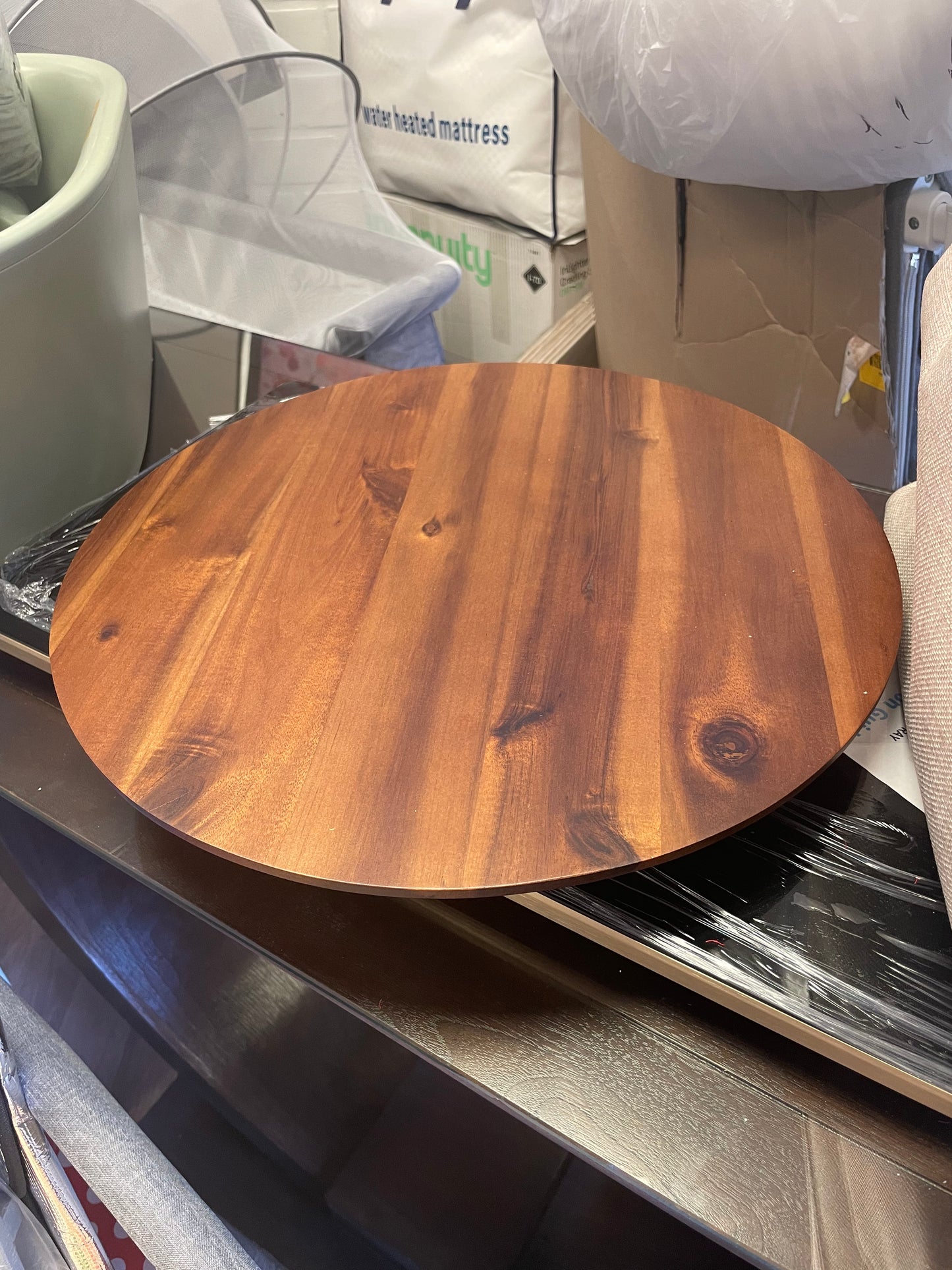 16" Acacia Wood Lazy Susan for Table Top - Wooden Turntable Serving Tray for Charcuterie Boards Cheese Board - Extra Large Round Lazy Susan Organizer - Kitchen Revolution for Countertop