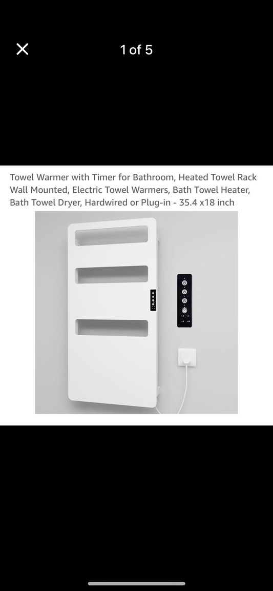 Towel Warmer with Timer for Bathroom, Heated Towel Rack Wall Mounted, Electric Towel Warmers, Bath Towel Heater, Bath Towel Dryer, Hardwired or Plug-in - 35.4 x18 inch
New 120
