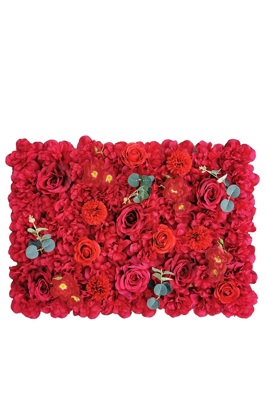 12 Pcs Flower Wall Panels, 24" X 16" 3D Silk Floral Backdrop Decor Faux Roses Artificial Flower Backdrop for Flower Wall Party Wedding Party Birthday Decoration(Wine Red)